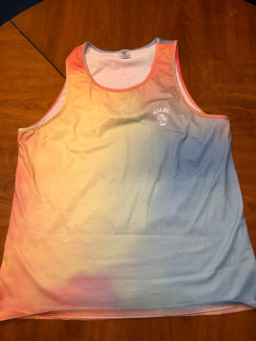 Malibu Sunset Ombre Tank Top - rainbow tie dye design size XL